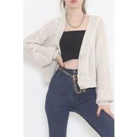 Casual Buttoned Cardigan Stone - 12408.1319.