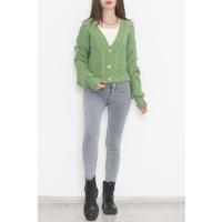 Casual Buttoned Cardigan Light Green - 12408.1319.