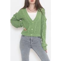 Casual Buttoned Cardigan Light Green - 12408.1319.