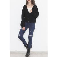 Casual Buttoned Cardigan Black - 12408.1319.