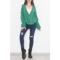 Casual Buttoned Cardigan Green - 12408.1319.