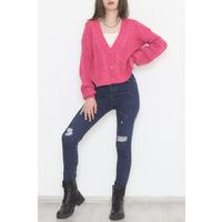 Loose Buttoned Cardigan Fuchsia - 12408.1319.