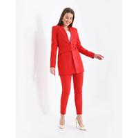 Satin Collar Half Belt Suit Red