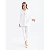 Satin Collar Half Belt Suit White