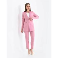 Satin Collar Half Belt Suit Pink