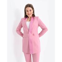 Satin Collar Half Belt Suit Pink