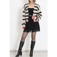 Striped Crop Cardigan Ecrublack - 881.1247.