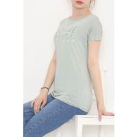 Glitter Detailed Printed T-Shirt Mint - 19610.200.