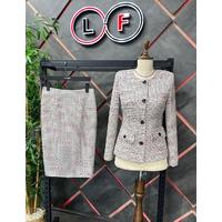 Bagel Collar Skirt Suit White