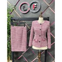 Bagel Collar Skirt Suit Fuchsia