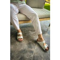 TRL001 Chekich Leather Slippers WHITE