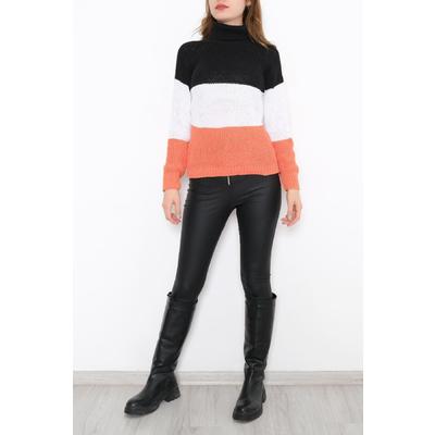 Three Color Turtleneck Knitwear BlackOrange - 10469.1319.