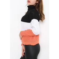 Three Color Turtleneck Knitwear BlackOrange - 10469.1319.