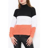 Three Color Turtleneck Knitwear BlackOrange - 10469.1319.