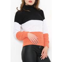 Three Color Turtleneck Knitwear BlackOrange - 10469.1319.