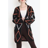 Triangle Pattern Pique Knit Cardigan BlackOrange - 15167.1319.