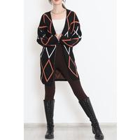 Triangle Pattern Pique Knit Cardigan BlackOrange - 15167.1319.