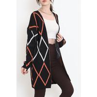 Triangle Pattern Pique Knit Cardigan BlackOrange - 15167.1319.