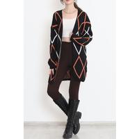 Triangle Pattern Pique Knit Cardigan BlackOrange - 15167.1319.