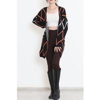 Triangle Pattern Pique Knit Cardigan BlackOrange - 15167.1319.