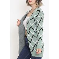 V Pattern Pique Knit Cardigan Pastelgreen - 15155.1319.