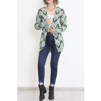 V Pattern Pique Knit Cardigan Pastelgreen - 15155.1319.