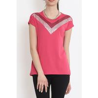 V Desen Pullu Bluz Pembe - 17127.599.