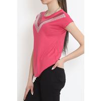 V Desen Pullu Bluz Pembe - 17127.599.