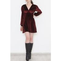 V-Neck Velvet Dress Claret Red - 3100.1595.