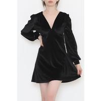 V-Neck Velvet Dress Black - 3100.1595.