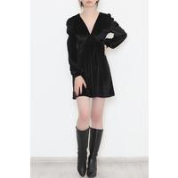 V-Neck Velvet Dress Black - 3100.1595.