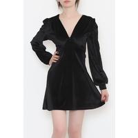 V-Neck Velvet Dress Black - 3100.1595.