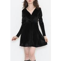 V-Neck Velvet Dress Black - 3555.1595.