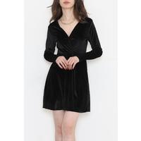 V-Neck Velvet Dress Black - 3555.1595.