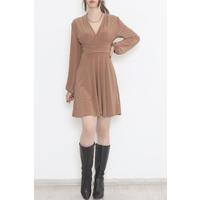 V Neck Sandy Dress Sütlükbrown - 3061.1595.