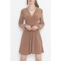 V Neck Sandy Dress Sütlükbrown - 3061.1595.