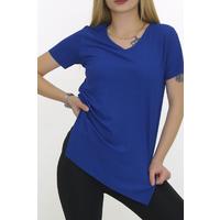 V-Neck Slit T-Shirt by Saks - 1998.555.