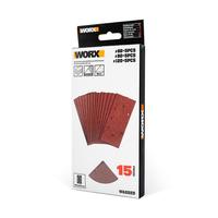 Worx Wa2029 185X95Mm 60, 80, 120 ұнтақ, 15 дана велкро әмбебап тегістеу қағаз жинағы