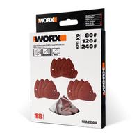 Worx Wa2069 140X90Mm 80, 120, 240 ұнтақ, 18 дана Velcro әмбебап тінтуір тегістеу қағазы жинағы