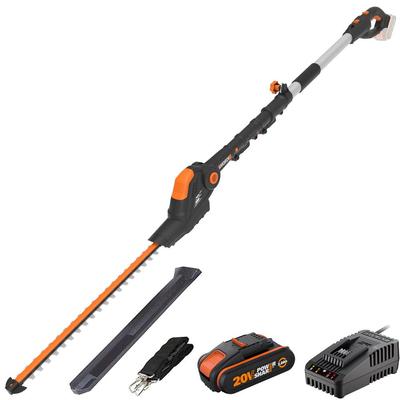 Worx Wg252E 20Volt 2,0Ah LiIon жалғыз сымсыз 45см кәсіби телескопиялық тұтқасы бұрышы реттелетін қоршау кескіш