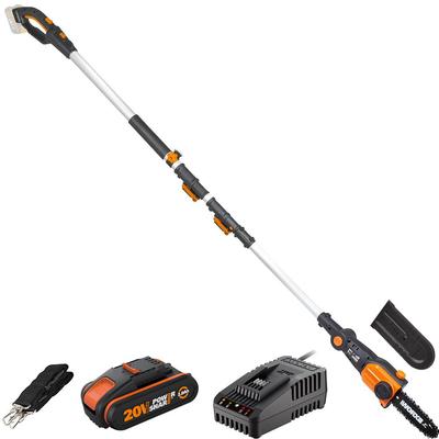 Worx Wg349E 20Volt 2.0Ah LiIon жалғыз сымсыз 20Cm кәсіби телескопиялық тұтқасы бұрышы реттелетін тізбек бұтақтарын кескіш