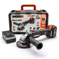 Worx Wx812 20Вольт 4,0Ач. 125 мм щеткасыз кәсіби сымсыз бұрышты тегістеуіш