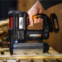 Worx Wx840 20Вольт/2,0Ач. LiIon қайта зарядталатын кәсіби 1640 мм қапсырма және 1550 мм шеге + 2900 қосалқы қапсырмалар мен шегелер