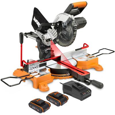 Worx Wx845.9Cb 20Volt/2.0Ah LiIon Çift Akülü Şarjlı 216Mm Profesyonel Kızaklı Gönye Kesme