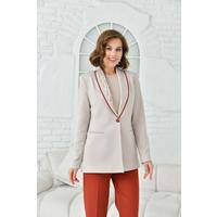 Collar Embroidered Jacket Suit Beige