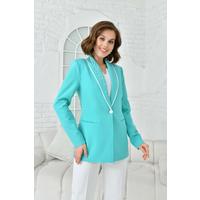 Collar Embroidered Jacket Suit Turquoise