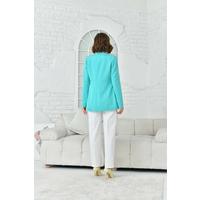 Collar Embroidered Jacket Suit Turquoise