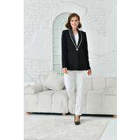 Collar Embroidered Jacket Suit Black
