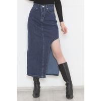 Side Slit Denim Skirt Blue - 11469.1431.