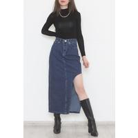 Side Slit Denim Skirt Blue - 11469.1431.